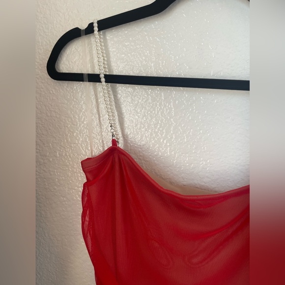 MINETTW Red-mesh dress with nude underlay NWT - Picture 4 of 9
